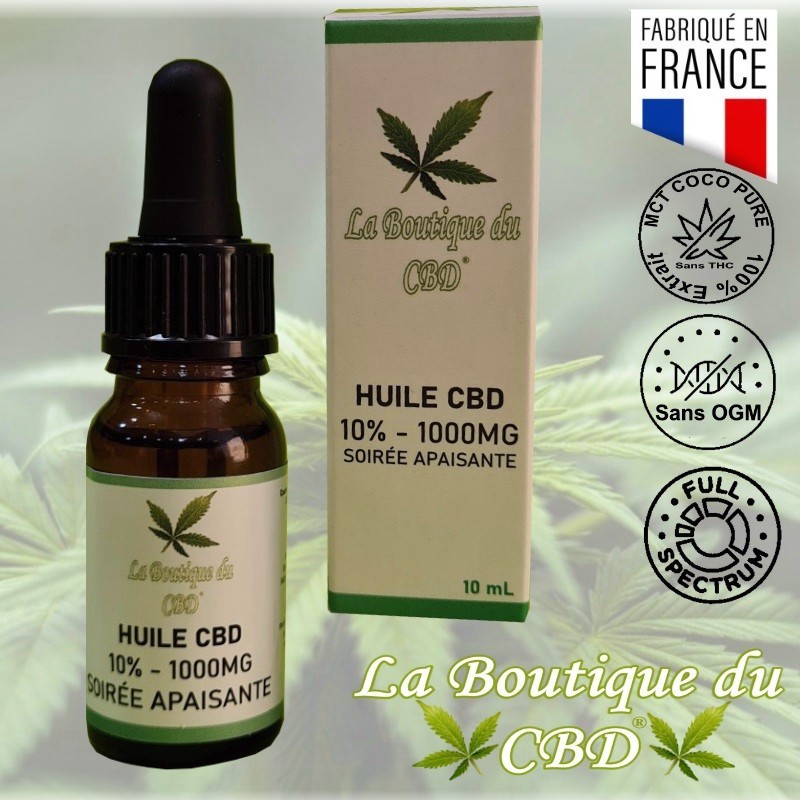 HUILE CBD 10% SOIRÉE APAISANTE - LA BOUTIQUE DU CBD® HUILE CBD 10% SOIRÉE APAISANTE - LA BOUTIQUE DU CBD®